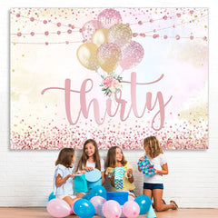 Lofaris Golden and Pink Balloon Backdrop for Thirty Birthday