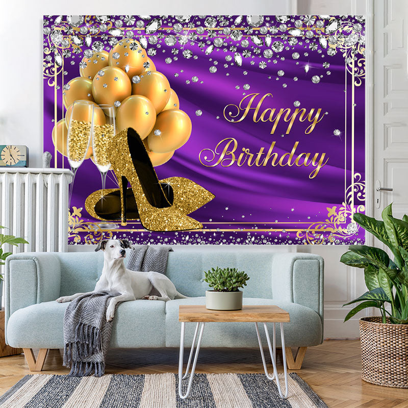 Lofaris Golden Balloon and High Heel Diamond Birthday Backdorp