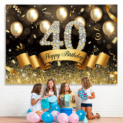 Lofaris Golden Glitter 40th Ballons Bokeh Birthday Backdrop
