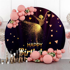 Pink Animals And Green Leave Round Birthday Backdrop