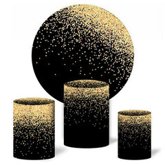 Lofaris Golden Glitter Round Happy Birthday Party Backdrop Kit
