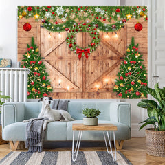 Lofaris Golden Stars and Shiny Light Christmas Wooden Backdrop