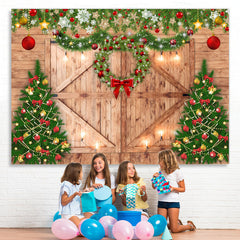 Lofaris Golden Stars and Shiny Light Christmas Wooden Backdrop