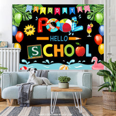 Lofaris Goodbye Pool Hello School Back To Summer Backdrop