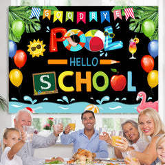 Lofaris Goodbye Pool Hello School Back To Summer Backdrop