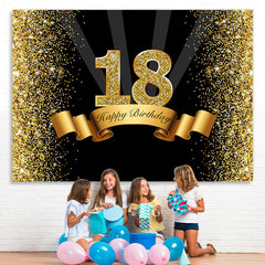 Lofaris Gorgeous Happy 18Th Birthday Black and Golden Backdorp