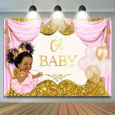 Lofaris Gorgeous Pink And Gold Balloons Baby Shower Backdrop