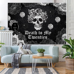 Lofaris Gothic Skull Tombstone Black 30th Birthday Backdrop