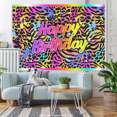 Lofaris Graffiti Colorful Leopard Happy Birthday Backdrop