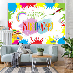 Lofaris Graffiti Oil Painting Cartoon Happy Birthday Backdrop