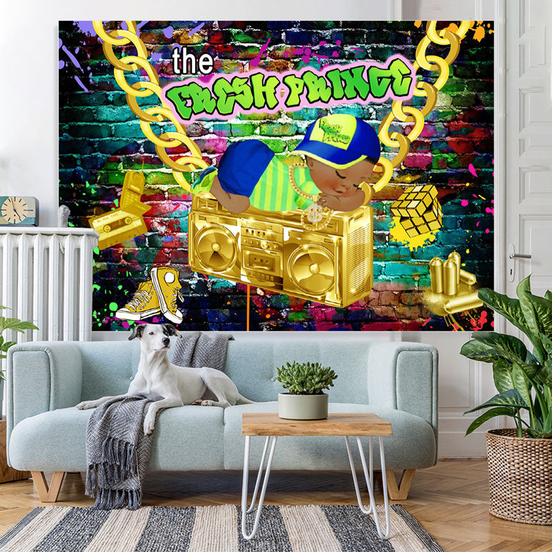 Lofaris Graffiti Wall With Goden Themed Baby Shower Backdrop