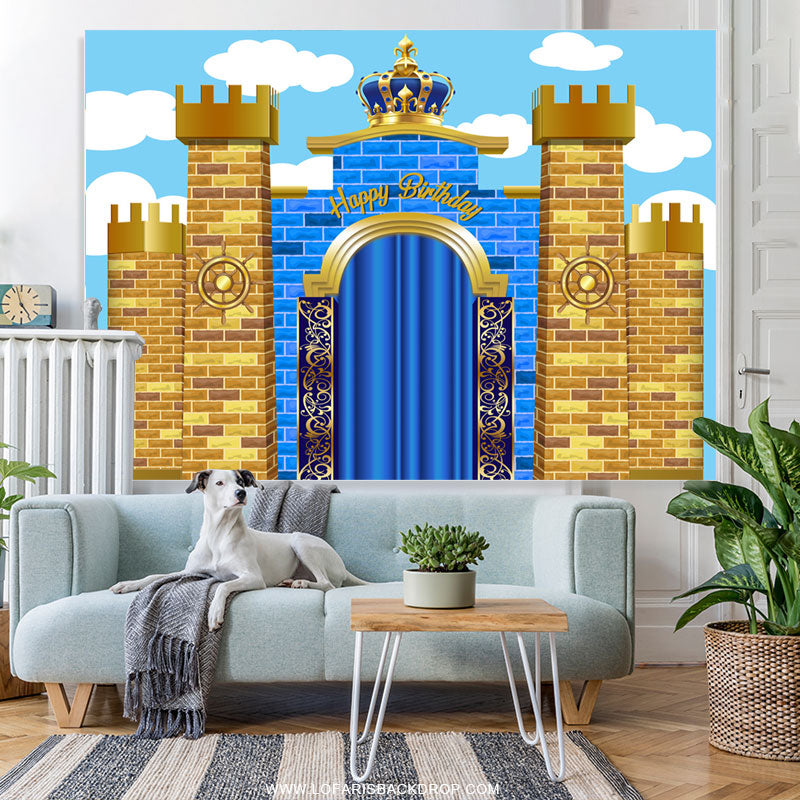 Lofaris Grand Castle With Crown Happy Birthday Backdrop For Kid