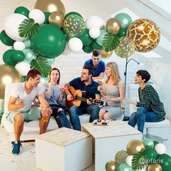Lofaris Green 91 Pack Balloon Arch Kit | Party Decorations - White | Gold
