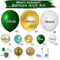 Lofaris Green 91 Pack Balloon Arch Kit | Party Decorations - White | Gold