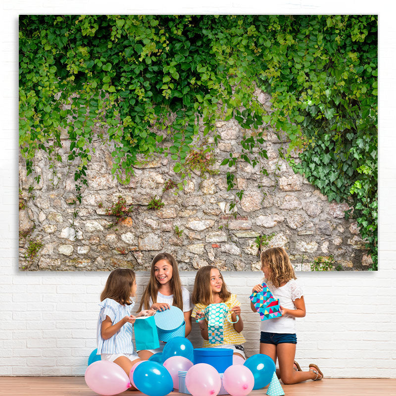 Lofaris Green And Brick Wall Simple Spring Backdrop For Party