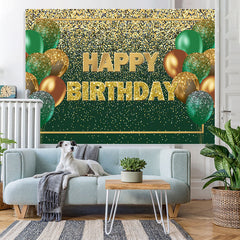 Lofaris Green and Brown Balloon Golden Bokeh Birthday Backdrop