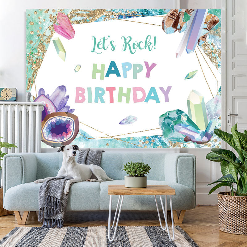 Lofaris Green And Glitter Crystal Above Sea Birthday Backdrop