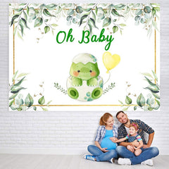 Lofaris Green And Glitter Turtle Themed Baby Shower Backdrop