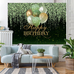 Lofaris Green And Gold Glitter Balloons Happy Birthday Backdrop