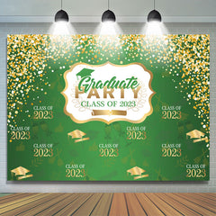 Lofaris Green And Gold Glitter Graduate Class Of 2023 Backdorp