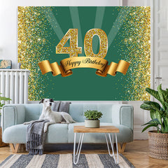 Lofaris Green and Golden Bokeh Happy 40th Birthday Backdrop