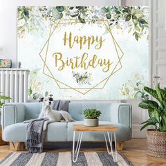 Lofaris Green And Golden Gender Revel Happy Birthday Backdrop