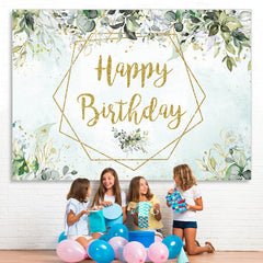 Lofaris Green And Golden Gender Revel Happy Birthday Backdrop