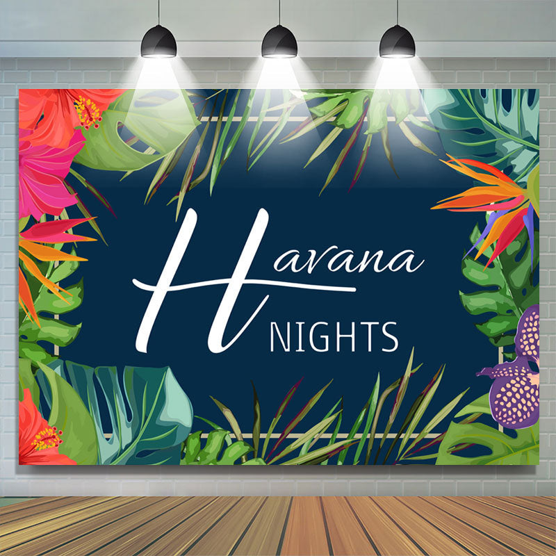 Lofaris Green And Red Leaves Happy Havana Nights Day Backdrop