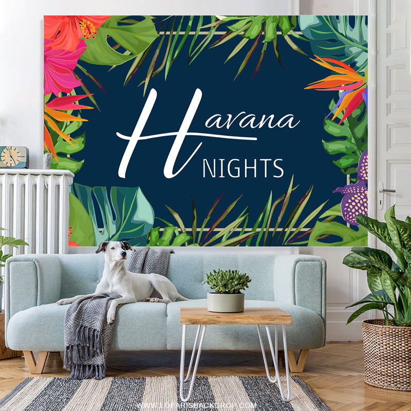 Lofaris Green And Red Leaves Happy Havana Nights Day Backdrop