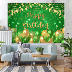 Lofaris Green Balloon Flag Ribbons Happy Birthday Backdrop