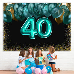 Lofaris Green Balloons Golden Bokeh 40th Brithday Backdrop