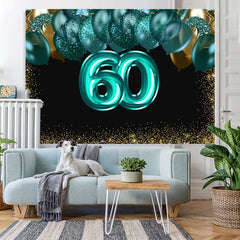 Lofaris Green Balloons Golden Bokeh 60th Brithday Backdrop