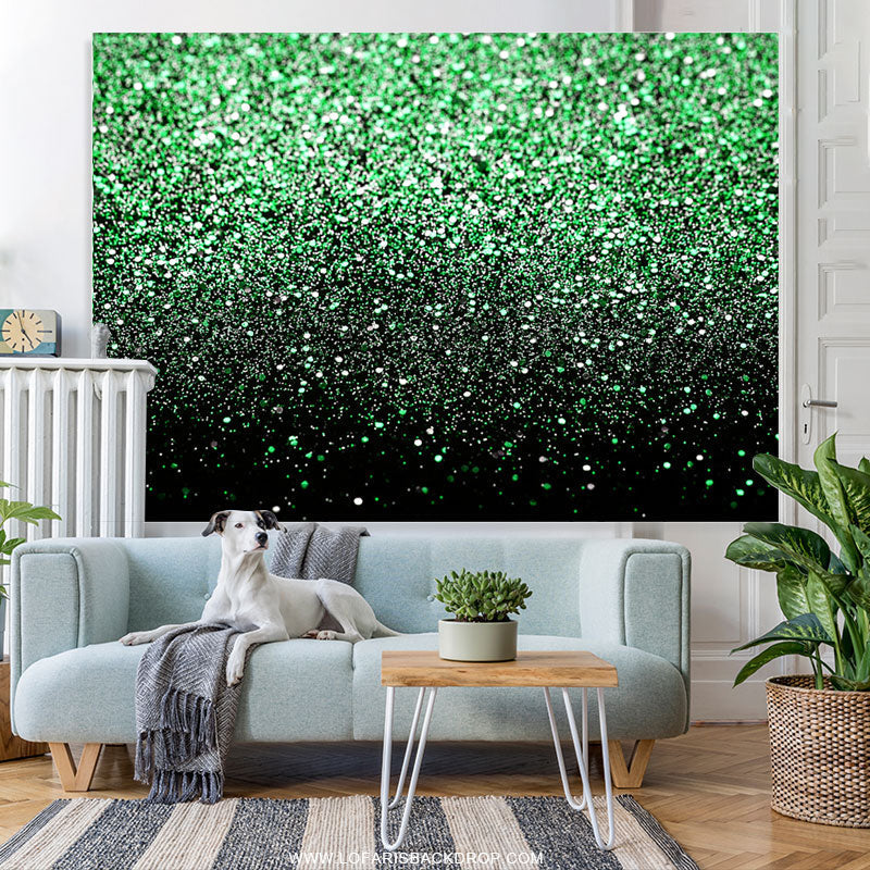 Lofaris Green Bokeh Glitter Black Birthday Party Backdrops