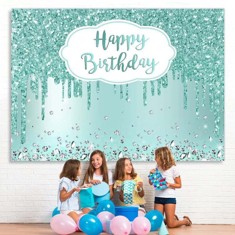 Lofaris Green Bokeh Glitter Diamond Happy Birthday Backdrop