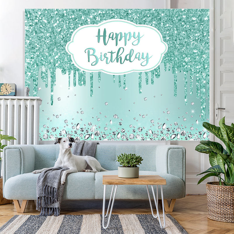 Lofaris Green Bokeh Glitter Diamond Happy Birthday Backdrop