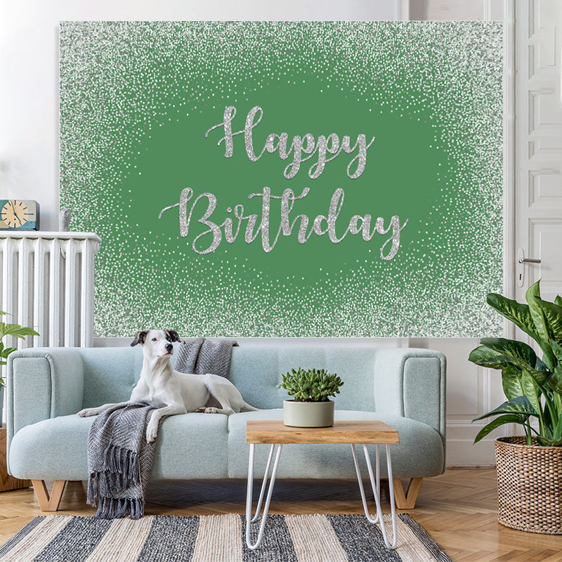 Lofaris Green Bokeh Glitter Happy Birthday Backdrop for Party