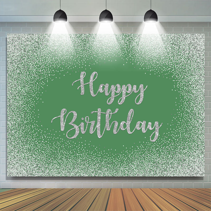 Lofaris Green Bokeh Glitter Happy Birthday Backdrop for Party