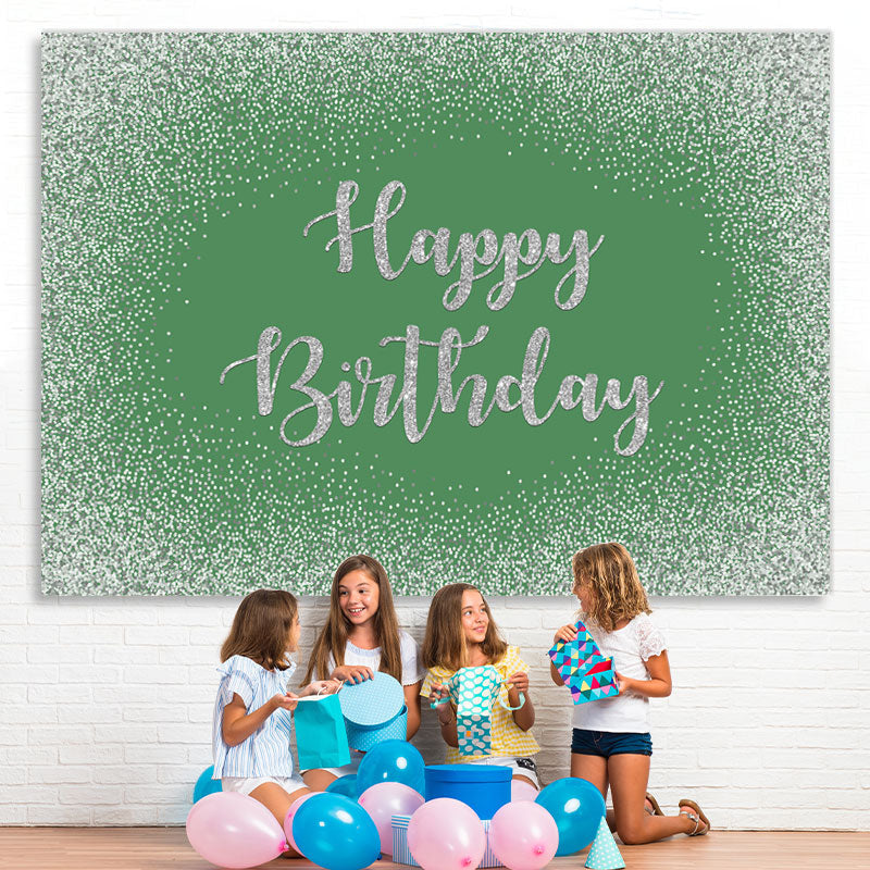 Lofaris Green Bokeh Glitter Happy Birthday Backdrop for Party