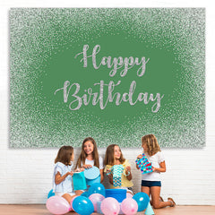 Lofaris Green Bokeh Glitter Happy Birthday Backdrop for Party