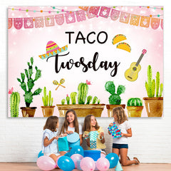 Lofaris Green Cactus And Pink Twosday Backdrop For Birthday