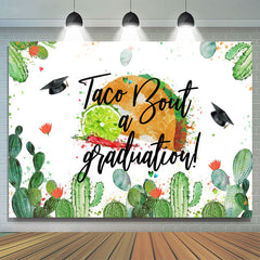 Lofaris Green Cactus With Taco Boat A Graduation White Backdrop