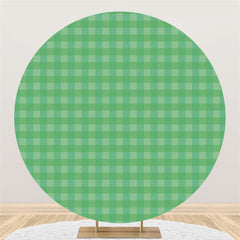 Lofaris Green Checkered Pattern Round Birthday Party Backdrop