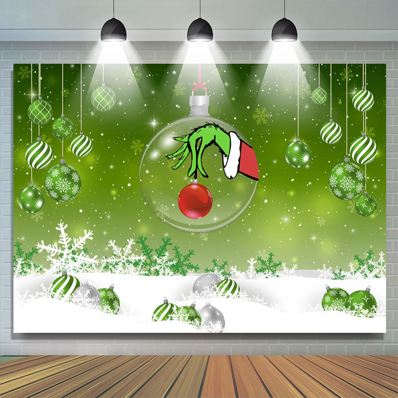 Lofaris Green Christmas With Snowy Winter Snowflake Backdrop