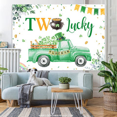 Lofaris Green Clover Truck Lucky One Birthday Backdrop