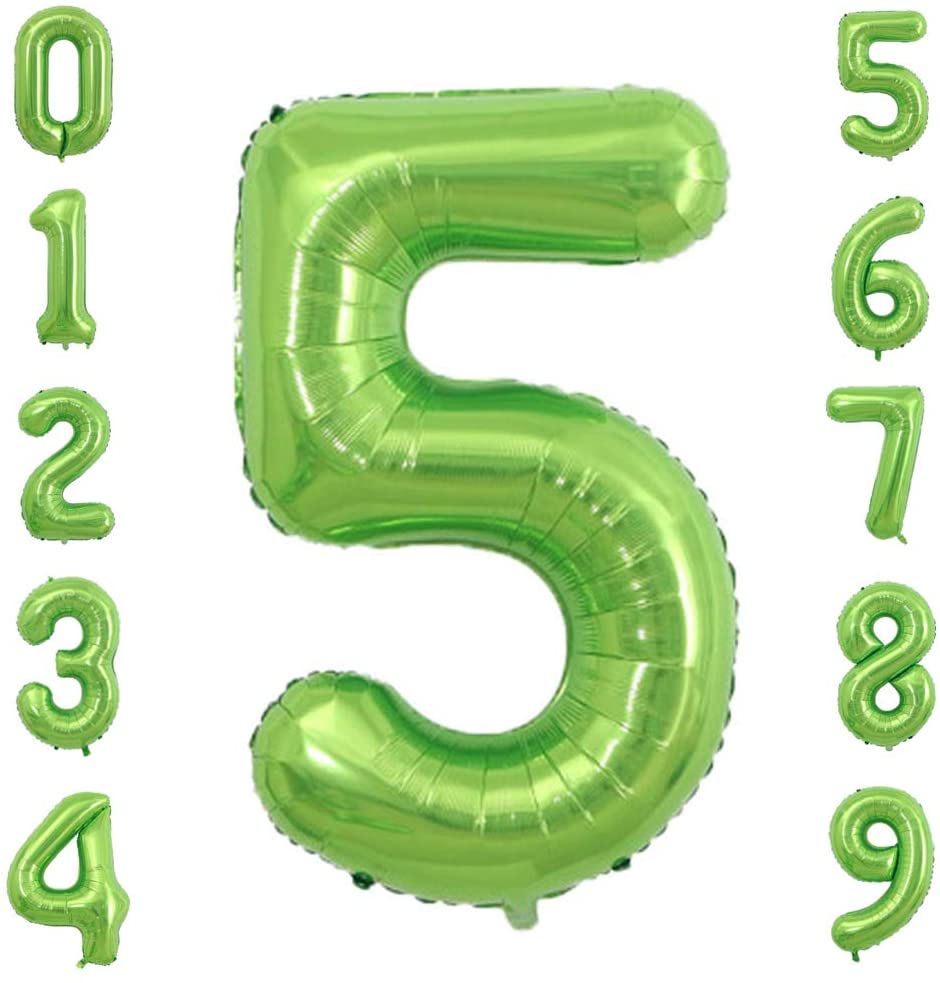 Lofaris Green DIY Number Large Aluminum Foil 40 Inch Balloons for Party