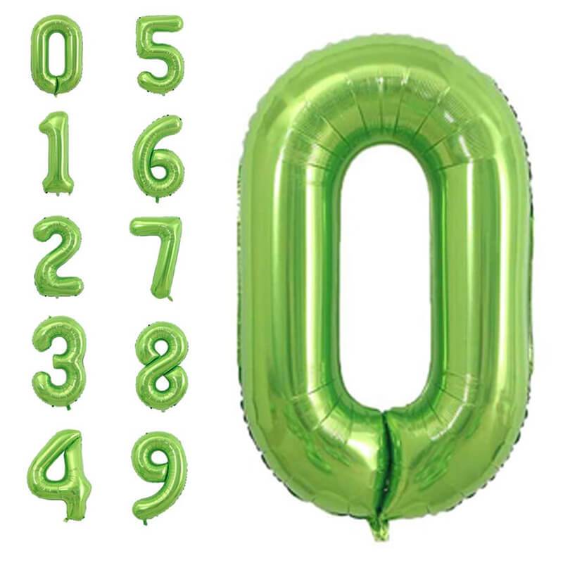 Lofaris Green DIY Number Large Aluminum Foil 40 Inch Balloons for Party