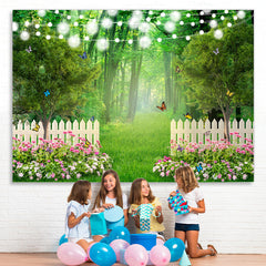 Lofaris Green Forest Jungle With Lights And Buttrtfly Backdrop