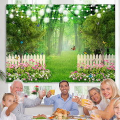 Lofaris Green Forest Jungle With Lights And Buttrtfly Backdrop