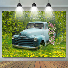 Lofaris Green Forest With Floral Truch Spring Backdrop