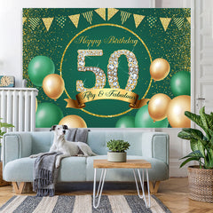 Lofaris Green Happy 50th Birthday Backdrop Party Decorations